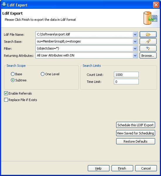 Export LDAP Data in LDIF Format