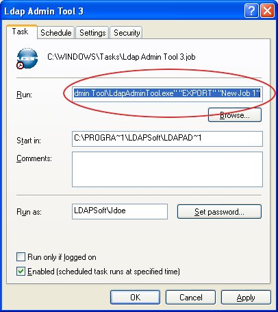 LDAP Windows Scheduler Step 5