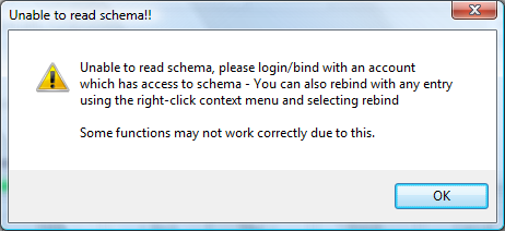LDAP Connection unable to read schema
